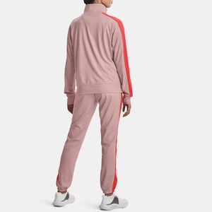 Women's <b>Pink</b> Two Piece <b>Tracksuit</b> Set Full Sleeve Fleece Sporty Style With Side Stripe Regular Fit All Seasons Wear - Product Image 3