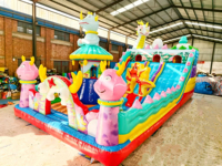 Château gonflable commercial Dragon de dessin animé avec toboggan, en PVC 0,55 mm, pour aire de jeux extérieure et entreprises de location