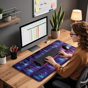 Alfombrilla de Ratón para Juegos Personalizada, Color Morado, Tamaño XXL, Base de Goma Antideslizante, Bordes Cosidos, Extendida, Impermeable - Product Image 3