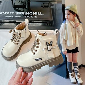 Chaussures d'hiver pour enfants, bottines chaudes doublées de polaire pour filles, bottes mignonnes à semelle en caoutchouc avec <span class=keywords><strong>strass</strong></span> et lapin, bottes à la mode pour enfants - Product Image 5