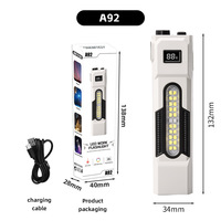 Lampe de travail LED COB rechargeable avec affichage numérique, type C, magnétique, lampe torche RGB, clip de poche, lampe d'inspection, extérieur