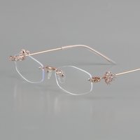 GN0805 Lunettes polygonales sans monture incrustées de diamants pour femmes, style urbain élégant et personnalisé, collection de niche