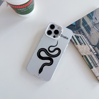Funda de Teléfono con Diseño de Ojo de Serpiente Largo Negro IMD OEM de Fábrica para iPhone 11, 16 Pro, 12, 13, 14, 15 Pro, Funda Estética para iPhone 17 Pro Max
