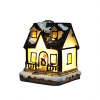 Figurine de maison de village de Noël en résine avec fenêtre lumineuse et couronne de neige pour table, cheminée, cadeau et décoration de fêtes