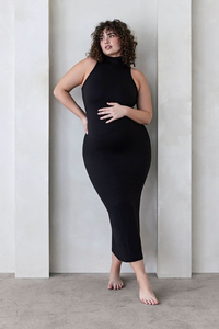 Robes de grossesse maxi à col roulé sans manches avec fermeture éclair au <span class=keywords><strong>dos</strong></span>, super douces, pour séances photo - Product Image 3