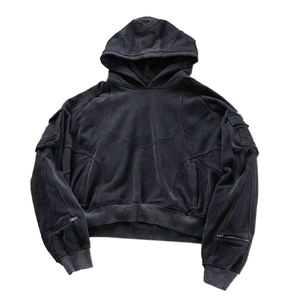 Sweat-shirt à capuche pour homme en coton 100% à manches longues, coupe courte, personnalisé, décontracté, en molleton - Product Image 1