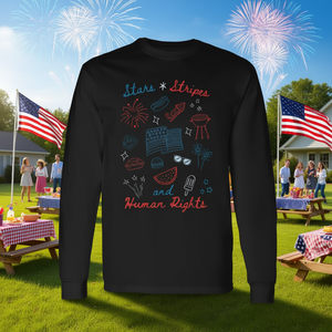 Camiseta de manga larga con estampado de estrellas y rayas del 4 de julio, Derechos Humanos - Product Image 3
