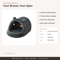 Vente en gros : Niche pour chat en peluche gris foncé, semi-fermée, avec boule suspendue, housse amovible et lavable, pour chats et chiens, toutes saisons