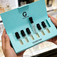 Coffret d'exploration de parfums personnalisé de 6 pièces avec texture en relief, échantillons de test de 1 ml et 2 ml, boîte miniature avec insert
