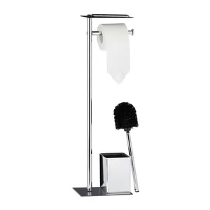 Multifunctional Bathroom Vertical 304 Stainless Steel With Mobile Phone Holder Toilet Paper Holder And Toilet Brush Set