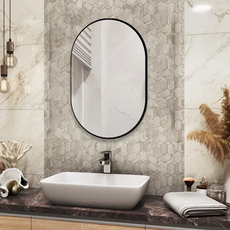 Thiết kế hình bầu dục thẩm mỹ làm hài lòng treo tường phòng tắm trang điểm gương tắm cạo râu gương