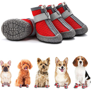 Logotipo personalizado Dog Running <span class=keywords><strong>Shoes</strong></span> Anti-Slip Outdoor Booties com Correias Reflexivas Ajustável Rain <span class=keywords><strong>Shoes</strong></span> para Inverno e Verão - Product Image 5
