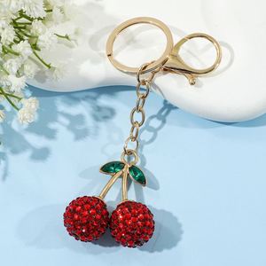 Creative Cute <b>Simulation</b> Fruit Alloy Rhinestone Cherry Keychain <b>Diamonds</b> Cherries Car Bag for Gift Decoration - Product Image 4