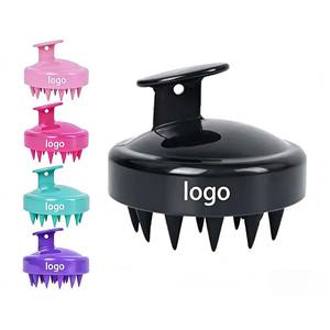 Masajeador de Cuero Cabelludo con Logotipo Personalizado, Masajeador de Cuero Cabelludo de Silicona con Cerdas de Silicona, Cepillo para Champú para Masaje del Cuero Cabelludo y Salón - Product Image 1