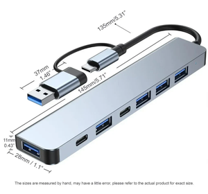 <span class=keywords><strong>Hub</strong></span> <span class=keywords><strong>USB</strong></span> 3.0 7 en 1, station d'accueil de type <span class=keywords><strong>C</strong></span>, séparateur multiport avec charge PD pour ordinateur portable, MacBook, <span class=keywords><strong>Lenovo</strong></span>, adaptateur d'ordinateur - Product Image 6
