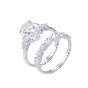 Fine S925 Anel De Prata Conjunto 4,5 Karat Em Forma De Ovo Moissanite Combinação De Anel De Duas Peças Categoria do Produto Moissanite Jóias - Product Image 6