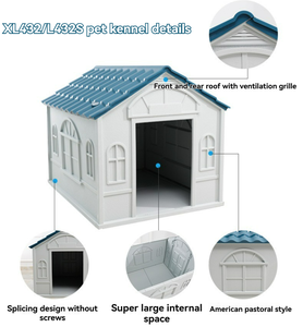 Modern Luxury Large <strong>Dog</strong> House Outdoor Indoor All Weather Heavy Duty Plastic <strong>Kennel</strong> with Elevated Floor Air Vents for Big <strong>Dogs</strong> - Product Image 3