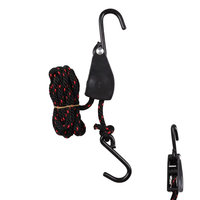 Sangles d'arrimage à cliquet en acier tressé solide de 6 mm, 1/4 pouce, 8 pieds, avec crochet en S, revêtement PP, noir et rouge, lot en vrac pour bateaux et benne de camion