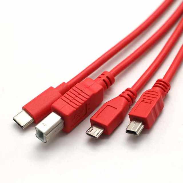 OEM ODM 4-in-1 USB to USB B Type-C Micro USB 5P Cable with 3A Fast Charging and Pure Copper Conductor