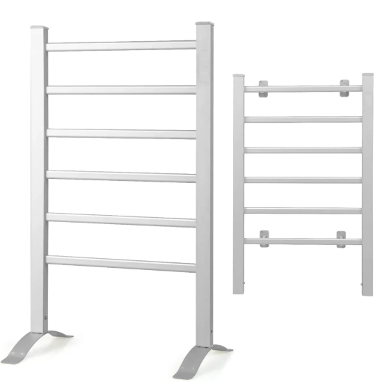 Wall Mounted Electric Heated Towel Rack for Bathroom 6 Stainless Steel Bars FCJ Towel Warmer and Drying Rack Accessory