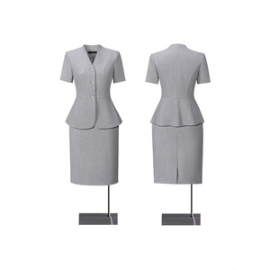 Women's V-neck Short Sleeve Blazer Skirt Suit Set Formal Summer Work Wear Commute Style My82322109 - Product Image 5