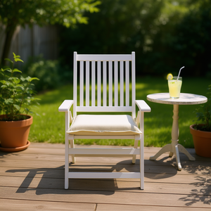 Coussin de chaise d'extérieur blanc crème 19,7x19,7x2,8 en tissu Oxford, amovible et lavable, pour mobilier de patio - Product Image 2