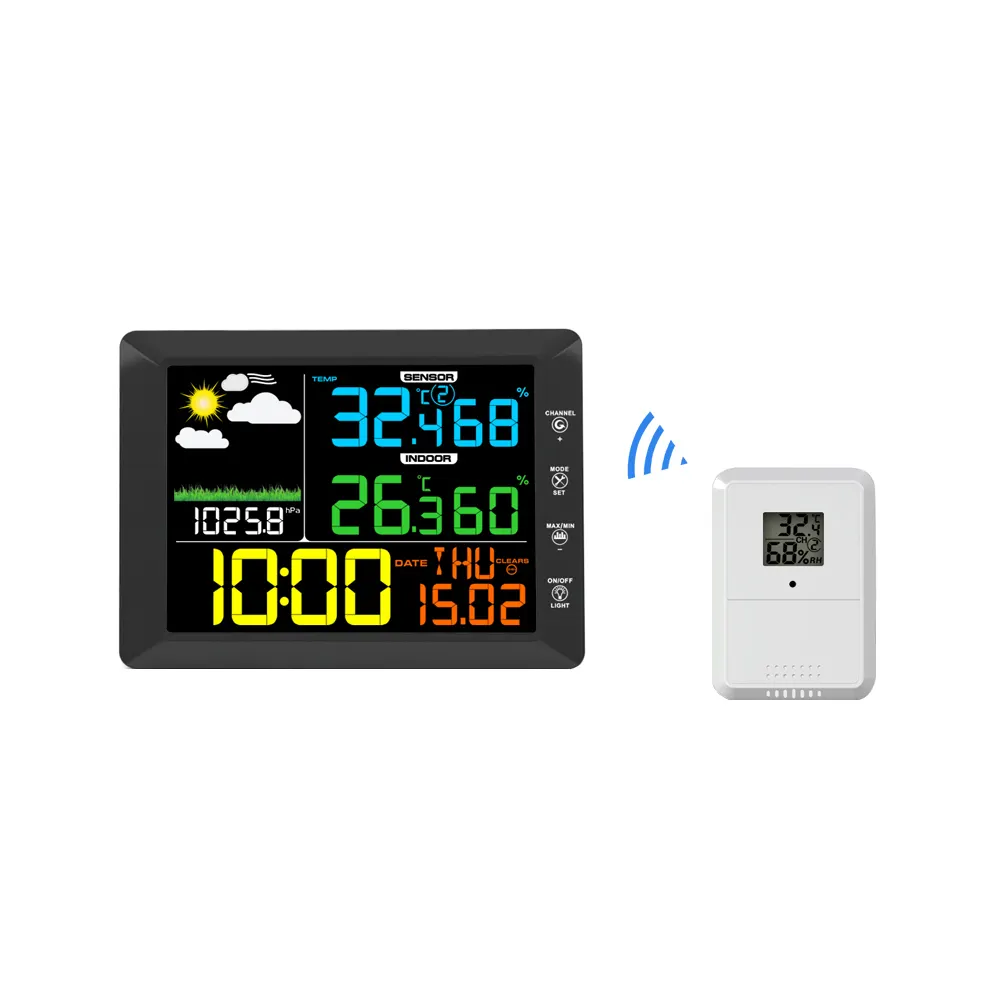 वायरलेस मौसम स्टेशन के साथ जंबो रंग प्रदर्शन घड़ी, तापमान, Humdity, मौसम Forcast, हवा के दबाव सुविधाएँ
