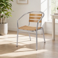 Chaise de salle à manger d'extérieur moderne et minimaliste en aluminium avec accoudoirs, design empilable, dossier confortable pour parc et balcon