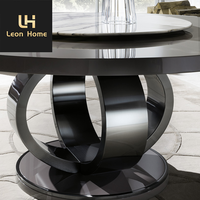 Bases en acier inoxydable Table à manger ronde Ensemble 4 chaises Table ronde rotative moderne de luxe en marbre