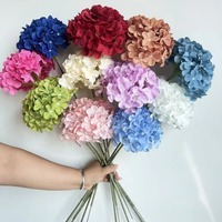 Flor de Hortensia Azul de Tela de Seda Artificial Hecha a Mano de Alta Calidad al por Mayor para Decoración del Hogar, Bodas y Día de la Madre