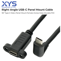 Cable de Extensión USB 3.2 Gen2 de 20 Gbps, Tipo C Macho a Hembra, Ángulo Recto de 90 Grados, Montaje en Panel, Cable de Datos USB C