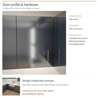 Meuble de cuisine sur mesure à finition ultra brillante, aménagement en U contemporain, rangement par tiroirs, livraison en kit et boîtes de rangement en MDF