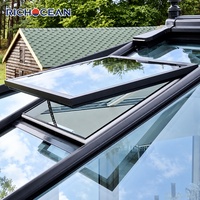 RICHOCEAN Fenêtre de toit inclinée en aluminium à ouverture électrique robuste avec store alvéolé motorisé et verre de sécurité