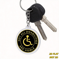 Porte-clés « Toutes les Handicaps Ne Sont Pas Visibles », Acrylique, Rond, Léger, Porte-clés Sensibilisation à la Handicapation
