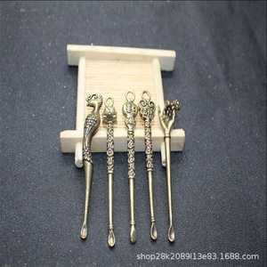 Brass <b>Ear</b> <b>Pick</b> Keychain Pendant Lotus Ruyi Design Chinese Style Gift For <b>Ear</b> Cleaning - Product Image 2