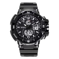 Jam Tangan Digital Sport Pria Dial Besar Tahan Air untuk Camping, Traveling, LED Dual Display, Outdoor, Luminous, Elektronik, untuk Pelajar