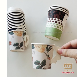 Les tasses de papier jetables ont adapté la tasse aux besoins du client de papier de café chaud avec la poignée et les couvercles avec le logo 4oz 5oz 6oz 7oz 8oz 9oz 10oz 12oz 16oz - Product Image 3