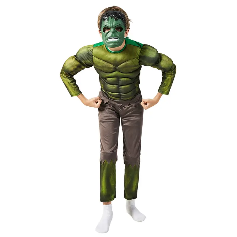 Halloween Festival Party Movie Comic Character Hulk Green Bodysuit Kids Superhero Cosplay Costume