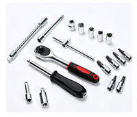 Jeu de clés à douilles 1/4 de pouce, 46 pièces, kit d'outils à cliquet portable pour la réparation d'urgence de motos, de vélos et de véhicules automobiles