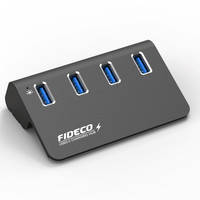 FIDECO USB 3,0 Concentrador de 4 puertos de alta velocidad 5Gbps Transferencia DE DATOS Elegante construcción de aluminio Plug & Play para Windows/Mac/Linux