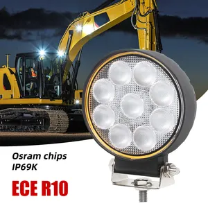 Luz Led para Tractor de 12 voltios, reflector redondo de 4 pulgadas, R10, EMC, 12 V, 40W, luz de trabajo para Tractor de granja, John Deeres