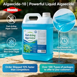 RHONDA Algaecide-10 Liquide bleu, <span class=keywords><strong>sel</strong></span> d'ammonium quaternaire, élimination rapide des algues bleues et vertes, produit chimique pour le traitement de l'<span class=keywords><strong>eau</strong></span> des piscines - Product Image 1