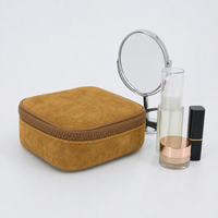 Étui à bijoux en daim doux avec fermeture éclair, logo personnalisé, pochette de voyage portable, petite trousse de toilette avec poche en filet pour ranger les boucles d'oreilles et les bagues