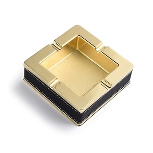 Luxury Souvenir Antique Ashtray Eco-Friendly Reusable Custom Logo <b>Drop</b> Proof Gold Plated Metal Ashtray - Product Image 2