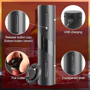 Tire-bouchon électrique automatique rechargeable pour vin, ouvre-bouteille en plastique pour vin rouge avec coupe-capsule - Product Image 5