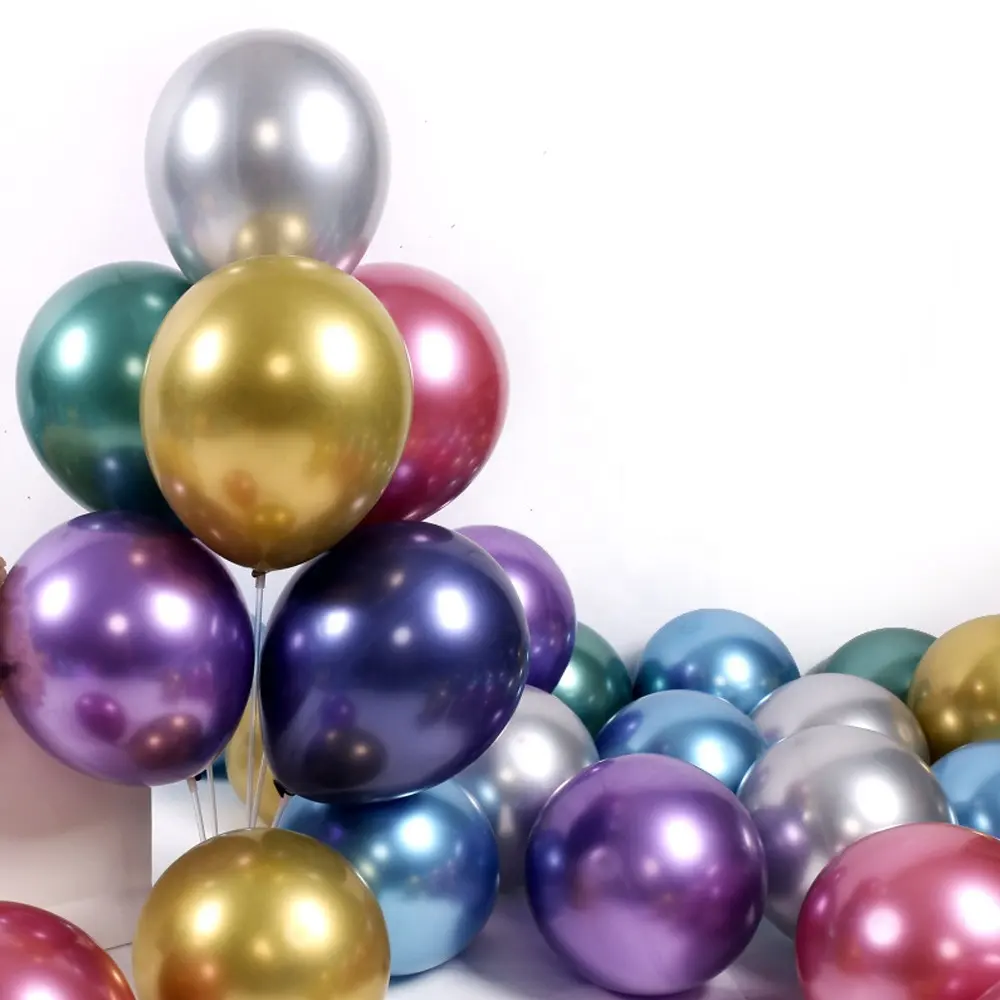 50 pièces/paquet 16 pouces fête décoration ballon métal couleur métallique Chrome Latex ballons pour fête fête décor