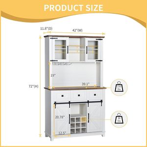 Bar à café et armoire à vin sur mesure avec porte coulissante lumineuse, éclairage LED, casier à vin latéral et style rustique. - Product Image 5