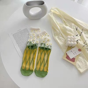 2023 New Fashion Glass Nylon Women <strong>Sunflower</strong> Mid-tube <strong>Socks</strong> Summer Thin Style Crystal Silk Crew <strong>Sock</strong> - Product Image 5