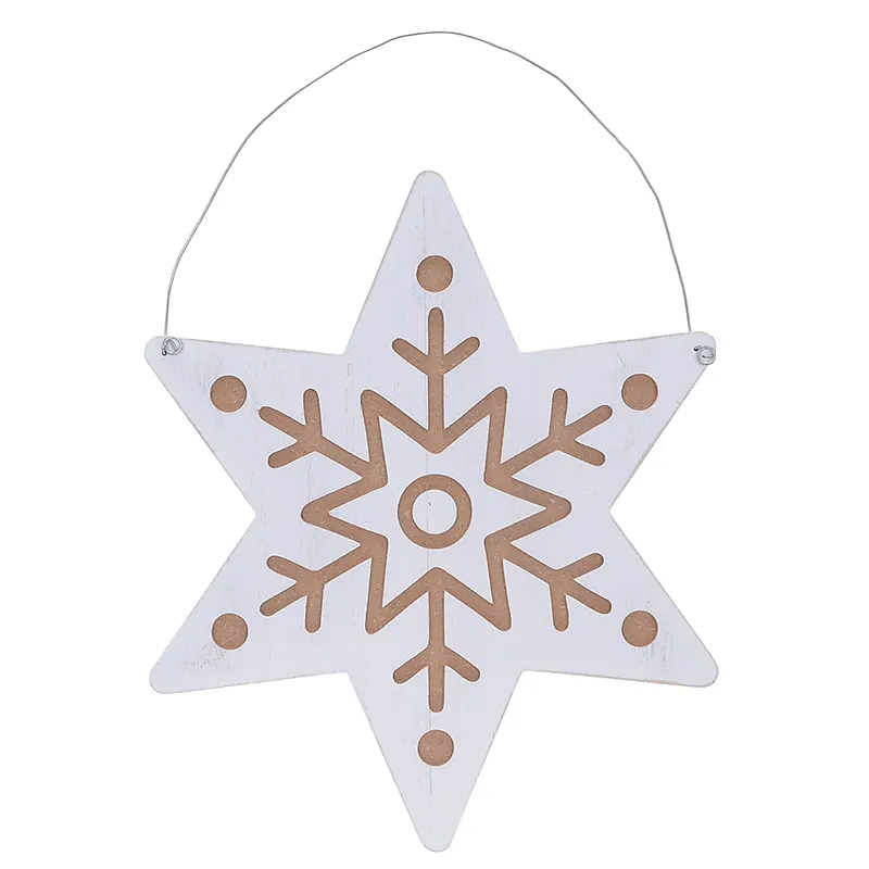 10x20 inch white snowflake shaped wooden MDF with engrave design wall hanging for Christmas decoration supplies