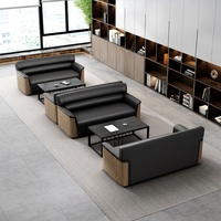 Ensemble de canapé de bureau, table basse moderne en cuir, pour réunion d'affaires, réception, espace invité, détente